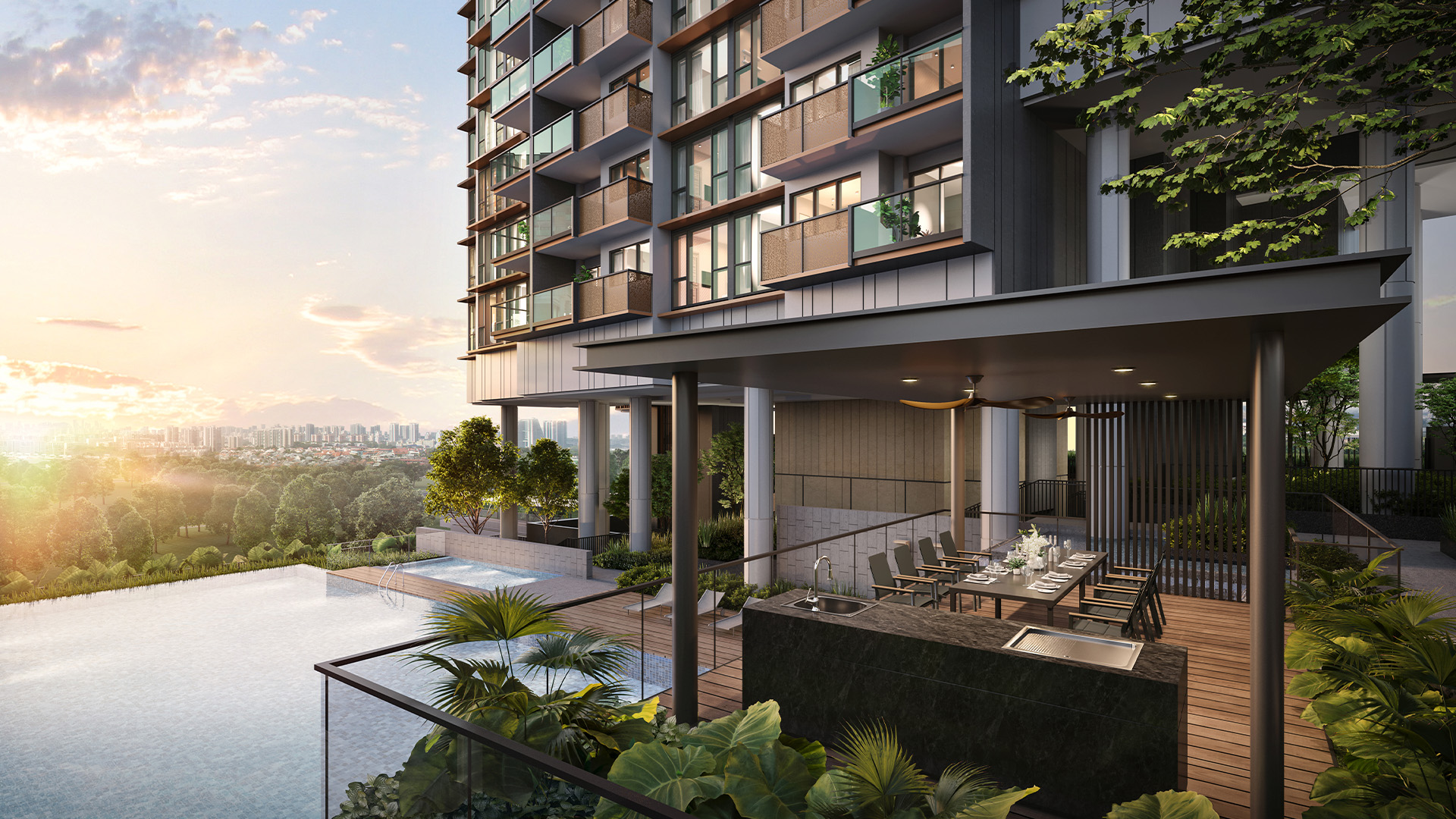 The Hill @ One North Singapore luxury apartments bbq deck