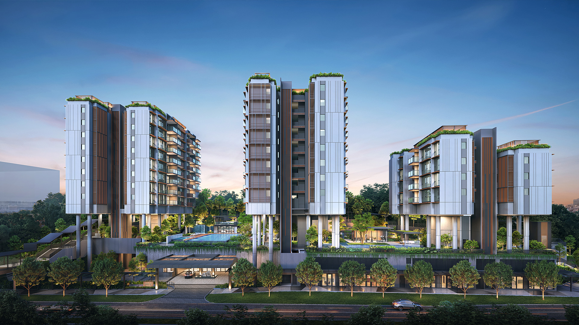 The Hill @ One North Singapore luxury apartments facade
