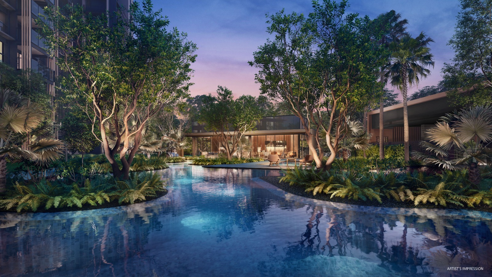 Meyer Blue Swimming Pool and Greenery Garden Deck Luxury Properties Singapore Luxury Homes