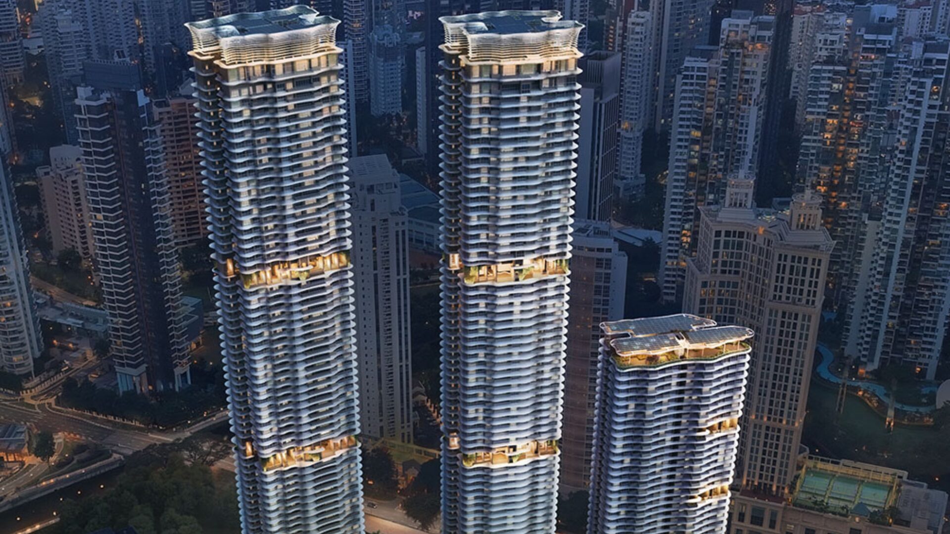 Zyon Grand Exterior Look Luxury Condominium Night Time by Singapore Luxury Homes