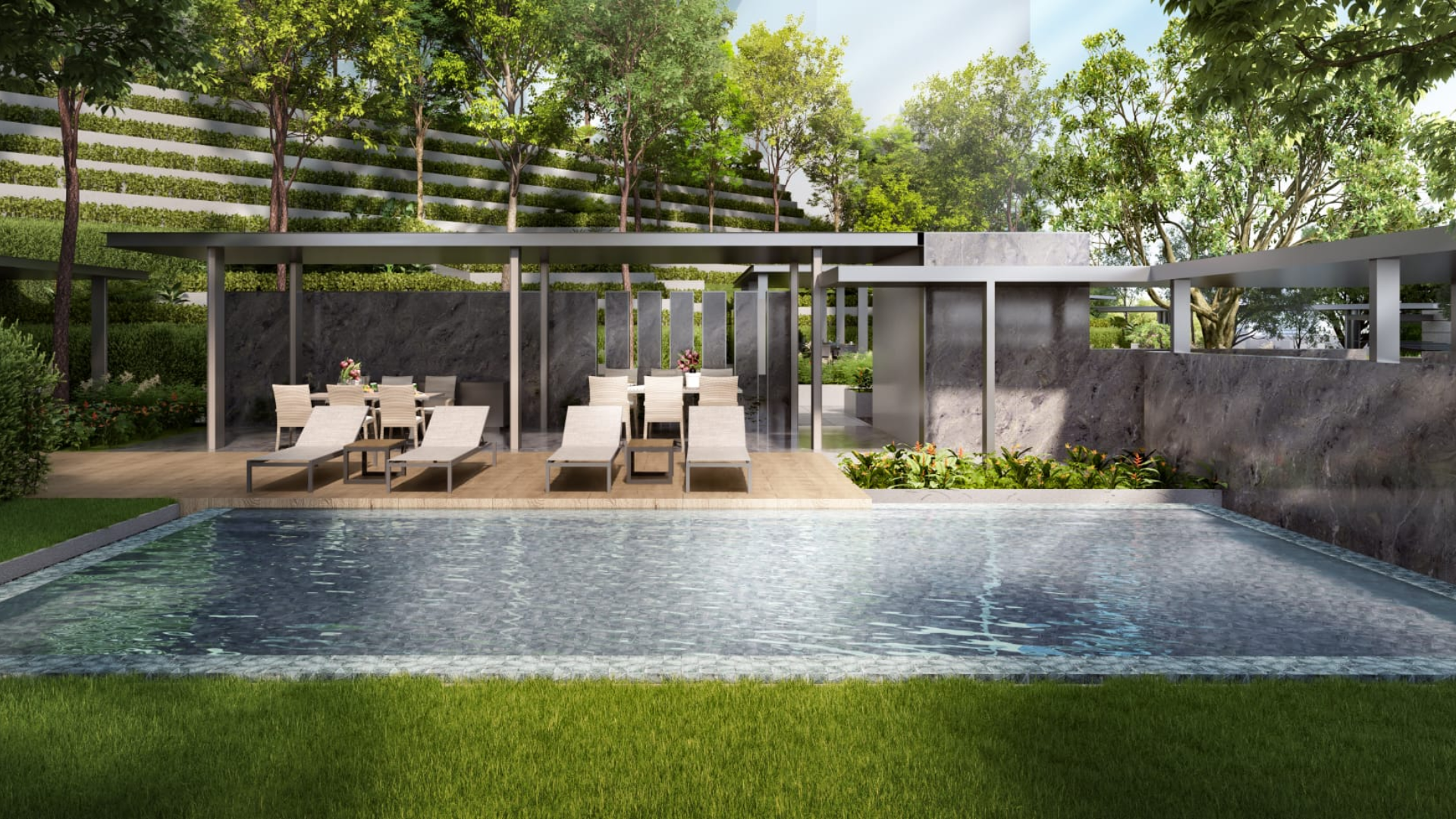 Blossoms by the Park Singapore luxury apartments pool