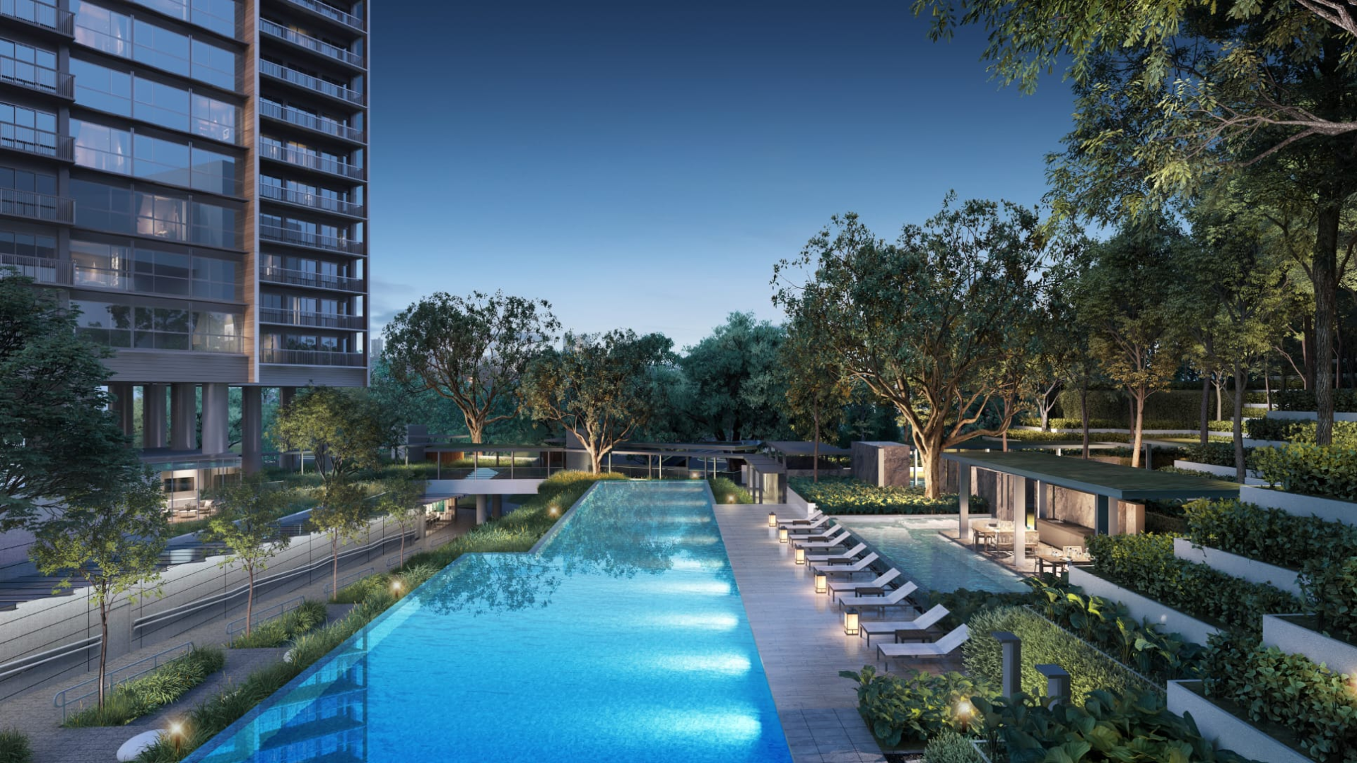Blossoms by the Park Singapore luxury apartments pool