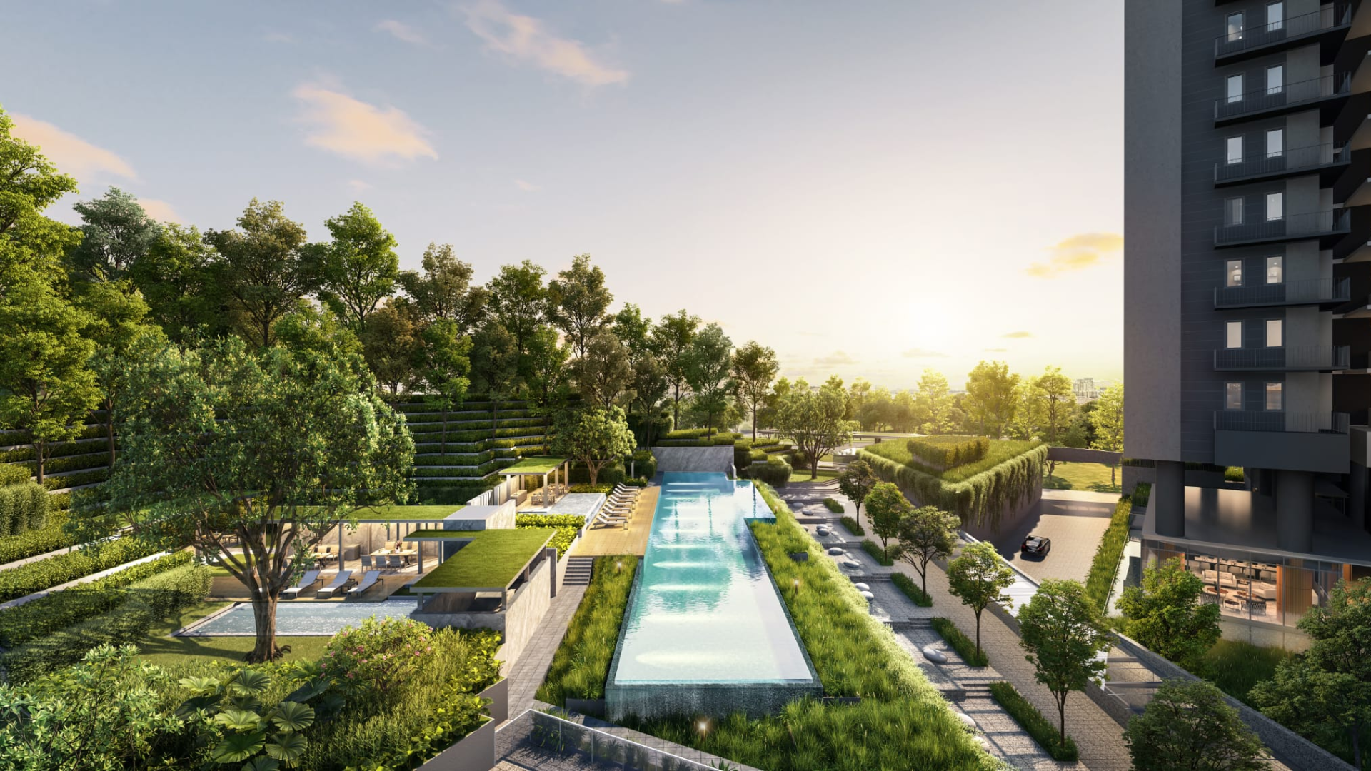 Blossoms by the Park Singapore luxury apartments pool
