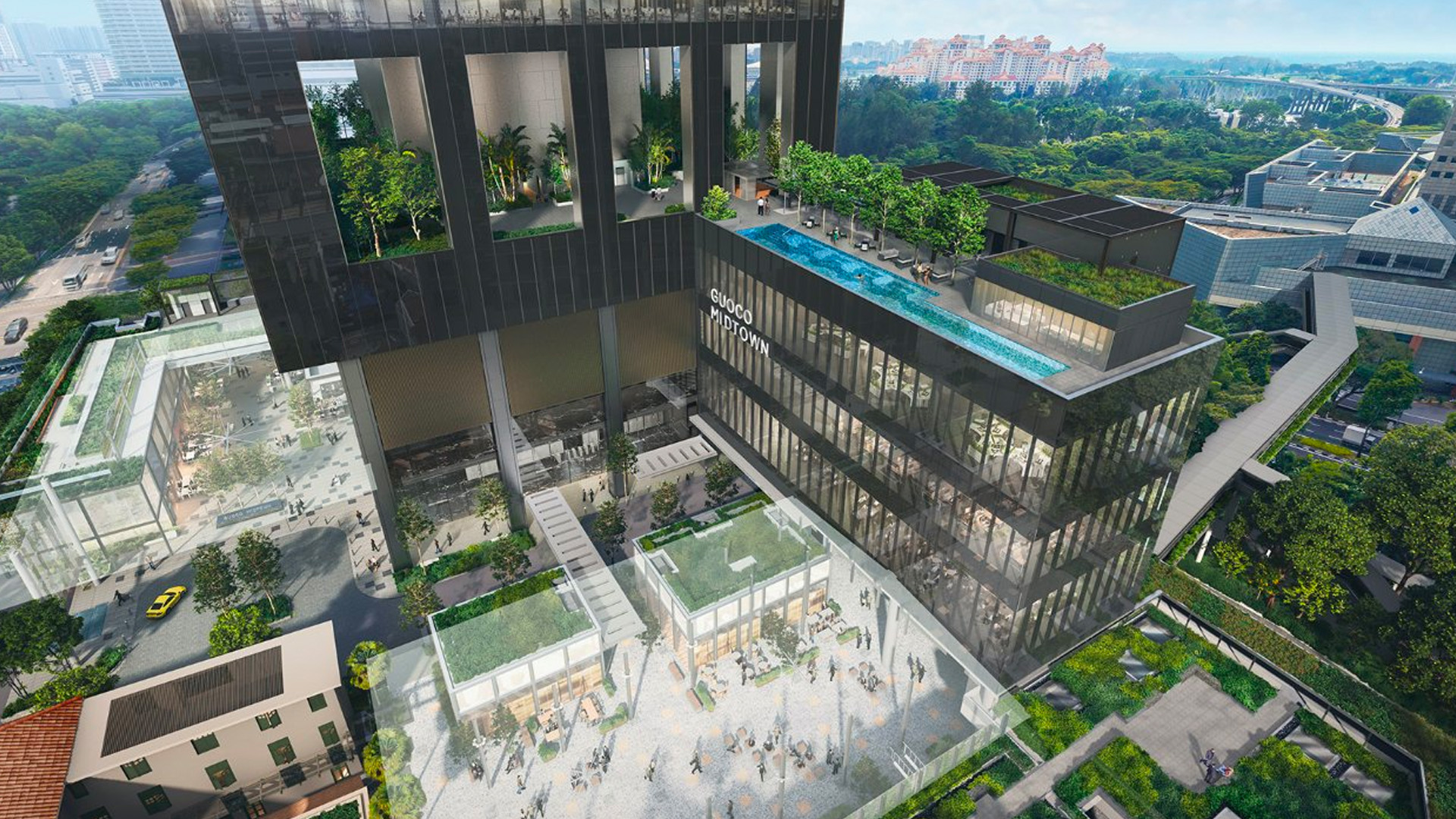 Midtown Bay mixed-development condo aerial view