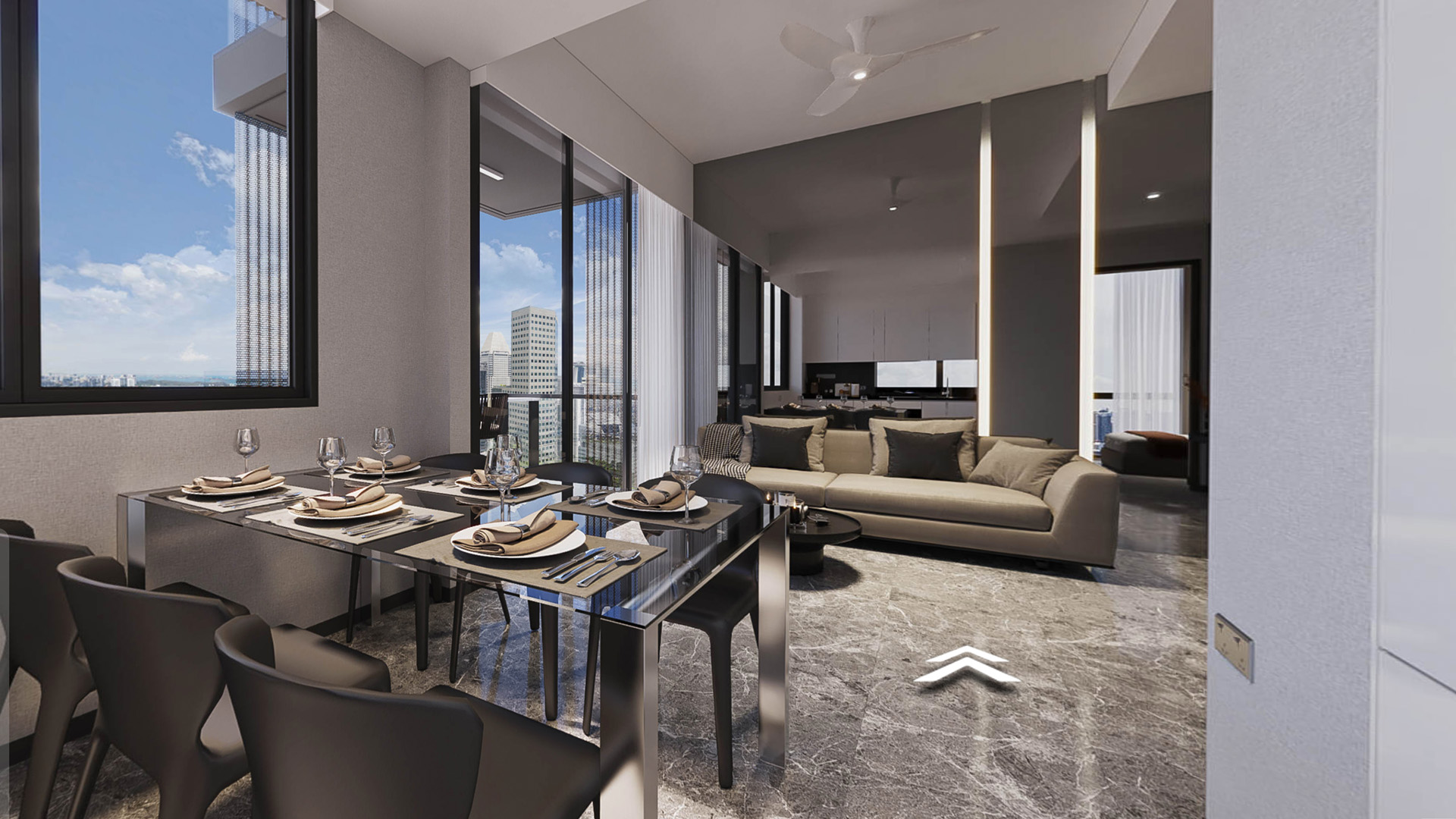 Midtown Bay mixed-development condo living room