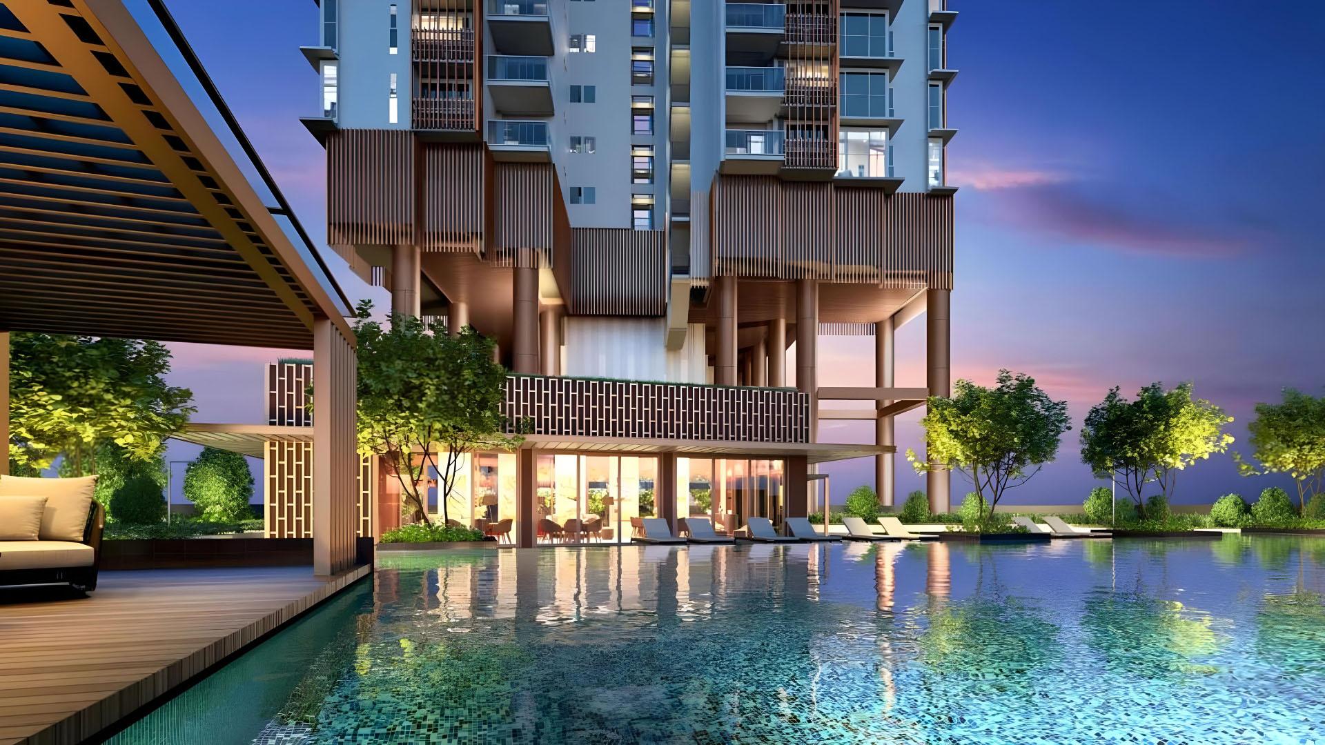 One Bernam Singapore Luxury Homes ClubhouseClubhouse Night View