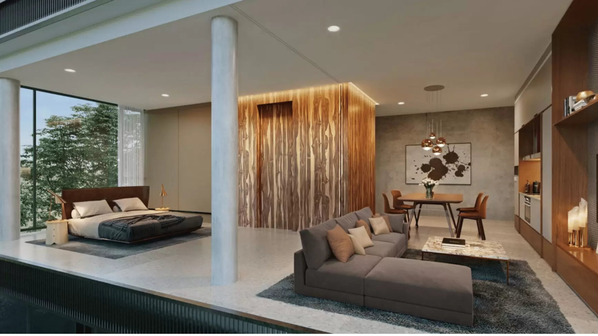 Petit Jervois Singapore luxury apartments living room and bedroom